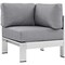 Modway Silver Gray Shore Outdoor Patio Aluminum Corner Sofa, EEI-2264-SLV-GRY